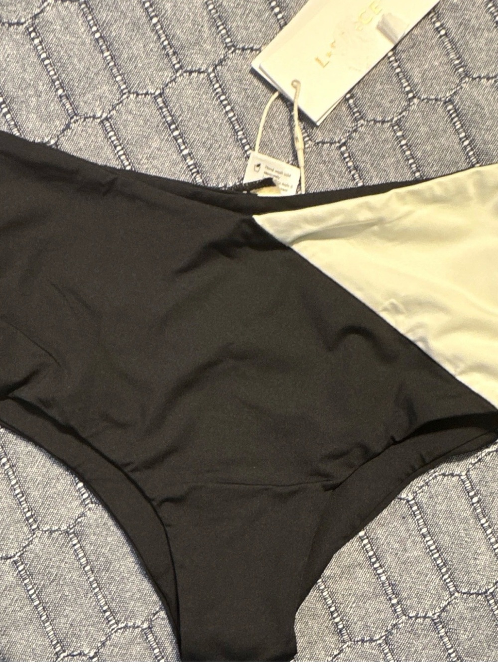 l*space Black and Cream Two-Tone Bikini Bottom
